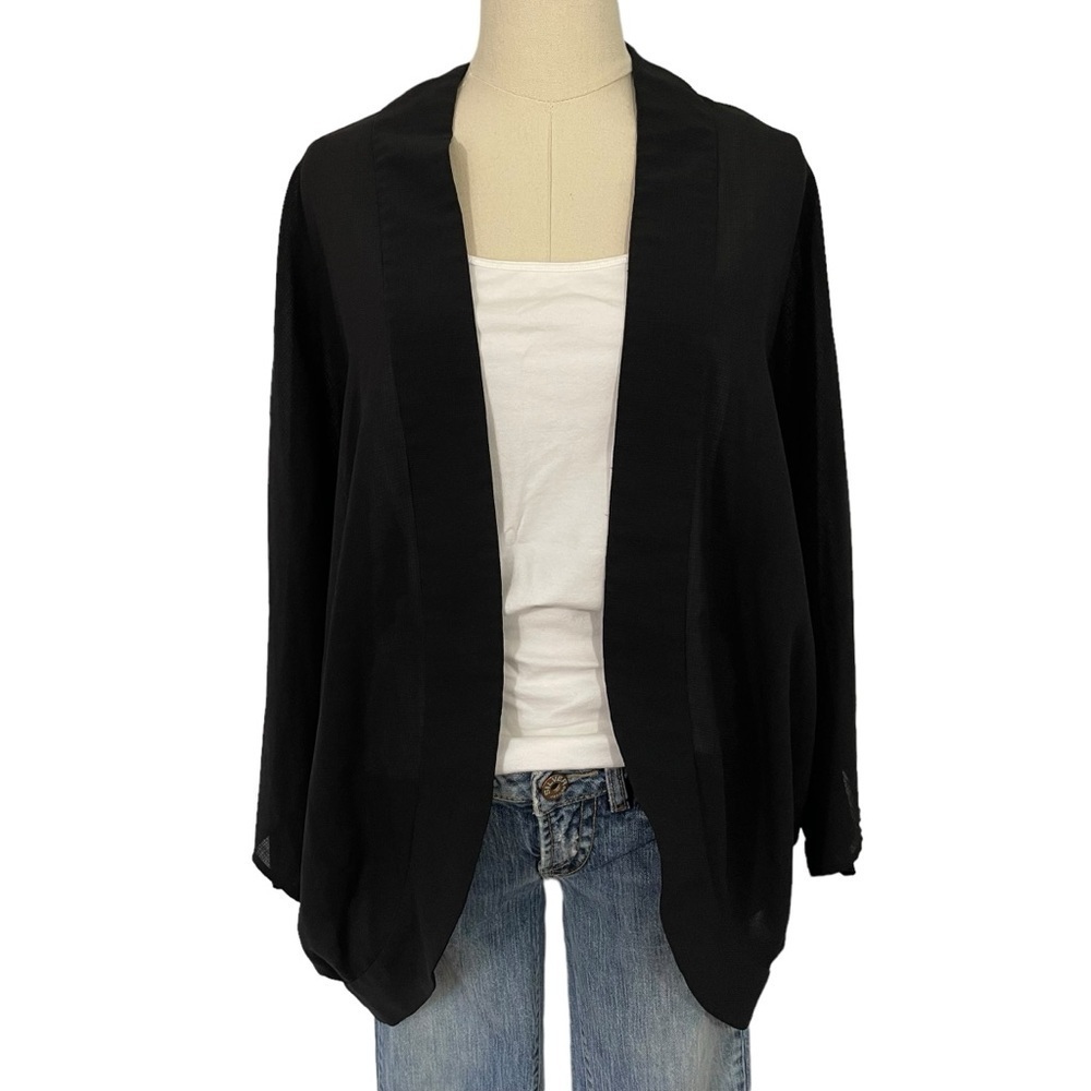 Kismet Lightweight Kimono Sz L/XL Black Topper Casual Office Career Everyday EUC